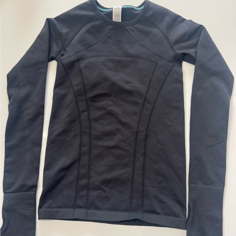 Ivivva Black and Blue Stitch Long Sleeve Top